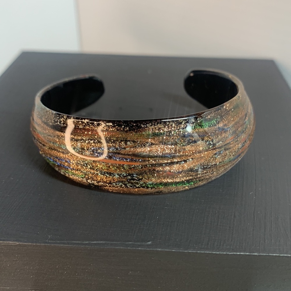 PIER 1 ART GLASS BRACELET MULTI COLORED NEW WITH BOX